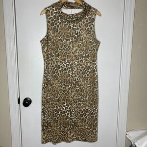 J McLaughlin Diaz Cheetah Sleeveless Dress Mob Wife Cowl‎ neck Midi NWT Large